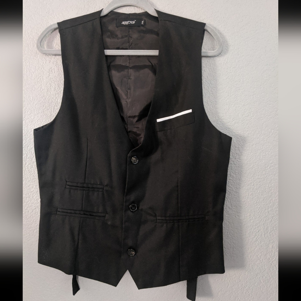 Men's Suit Black Vest Formal Wedding Holiday Party Geek Preppy Academia Goth Emo